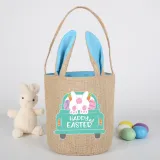 Easter Bunny Ears Canvas Bag Happy Easter Happy Easter Rabbit Car Round Bottom Handbag