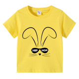 Easter Days Kids Top T-shirts Happy Easter Hip Hop Bunny With Glasses T-shirts For Boys And Girls