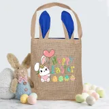 Easter Bunny Ears Canvas Bag Happy Easter Happy Easter Bunny Square Bottom Handbag