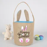 Easter Bunny Ears Canvas Bag Happy Easter Happy Easter Love Rabbit Round Bottom Handbag