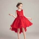 Toddler Girls Sleeveless Embroidery Bowknot Belt Formal Gowns Fishtail Midi Dress