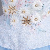 Toddler Girls Sleeveless Daisy Flower Embroidery Formal Maxi Puffy Dress