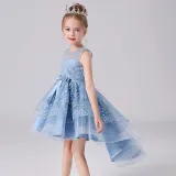 Toddler Girls Sleeveless Embroidery Bowknot Belt Formal Gowns Fishtail Dress