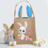 Easter Bunny Ears Canvas Bag Happy Easter Happy Easter Bunny Eggs Square Bottom Handbag
