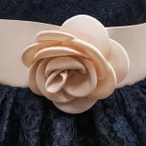 Toddler Girls Sleeveless Flower Belt Lace Hollow Out Formal Midi Dress
