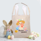 Easter Bunny Ears Canvas Bag Happy Easter Happy Easter Egg Bunny Square Bottom Handbag