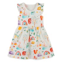 Toddler Girls Flying Sleeve Rainbow Prints A-line Casual Dress
