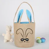 Easter Bunny Ears Canvas Bag Happy Easter Happy Easter Square Hip Hop Rabbit With Glasses Round Bottom Handbag