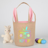 Easter Bunny Ears Canvas Bag Happy Easter Happy Easter Round Bottom Handbag