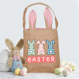 Easter Bunny Ears Canvas Bag Happy Easter Happy Easter Plaids Bunny Square Bottom Handbag