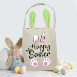 Easter Bunny Ears Canvas Bag Happy Easter Happy Easter Love Rabbit Square Bottom Handbag