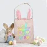 Easter Bunny Ears Canvas Bag Happy Easter Happy Easter Square Bottom Handbag