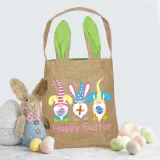 Easter Bunny Ears Canvas Bag Happy Easter Happy Easter Gnomies Rabbit Square Bottom Handbag