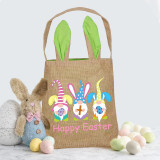Easter Bunny Ears Canvas Bag Happy Easter Happy Easter Gnomies Rabbit Square Bottom Handbag