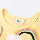 Toddler Girls Short Sleeve Cartoon Rainbow Dinosaur Prints A-line Casual Dress