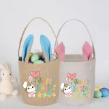 Easter Bunny Ears Canvas Bag Happy Easter Happy Easter Bunny Round Bottom Handbag