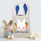 Easter Bunny Ears Canvas Bag Happy Easter Happy Easter Carrot Egg Square Bottom Handbag