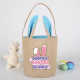 Easter Bunny Ears Canvas Bag Happy Easter Happy Easter Bunny Round Bottom Handbag