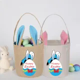 Easter Bunny Ears Canvas Bag Happy Easter Happy Easter Cartoon Duck Round Bottom Handbag