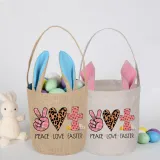 Easter Bunny Ears Canvas Bag Happy Easter Happy Easter Peace Love Easter Round Bottom Handbag