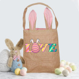Easter Bunny Ears Canvas Bag Happy Easter Happy Easter Love Egg Square Bottom Handbag