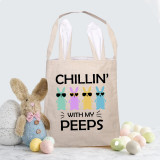 Easter Bunny Ears Canvas Bag Happy Easter Happy Easter Chillin With My Peeps Sunglass Bunny Square Bottom Handbag