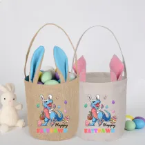 Easter Bunny Ears Canvas Bag Happy Easter Happy Easter Happy Eastrawr Dinosaur Round Bottom Handbag