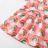 Toddler Girls Short Sleeve Rainbow Clouds Prints A-line Casual Dress