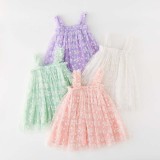 Toddler Girls Sling Mesh Daisy Prints Tutu Dress