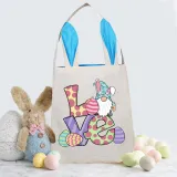 Easter Bunny Ears Canvas Bag Happy Easter Happy Easter Love Square Bottom Handbag