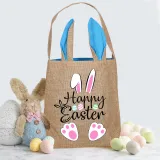 Easter Bunny Ears Canvas Bag Happy Easter Happy Easter Love Rabbit Square Bottom Handbag