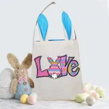 Easter Bunny Ears Canvas Bag Happy Easter Happy Easter Love Rabbit Square Bottom Handbag
