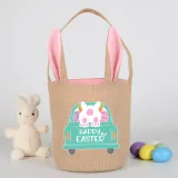 Easter Bunny Ears Canvas Bag Happy Easter Happy Easter Rabbit Car Round Bottom Handbag
