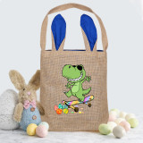 Easter Bunny Ears Canvas Bag Happy Easter Happy Easter Dinosaur Egg Skateboarding Square Bottom Handbag