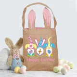 Easter Bunny Ears Canvas Bag Happy Easter Happy Easter Gnomies Rabbit Square Bottom Handbag