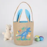 Easter Bunny Ears Canvas Bag Happy Easter Happy Easter Happy Eastrawr Dinosaur Round Bottom Handbag