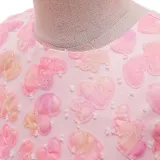 Toddler Girls Sleeveless Heart Embroidery Bowknot Belt Formal Midi Sequin Dress