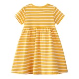 Toddler Girls Flying Sleeve Stripes Bird Embroidery A-line Casual Dress
