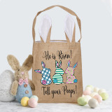 Easter Bunny Ears Canvas Bag Happy Easter Happy Easter He Is Risen Tell Your Peeps Square Bottom Handbag