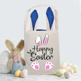Easter Bunny Ears Canvas Bag Happy Easter Happy Easter Love Rabbit Square Bottom Handbag