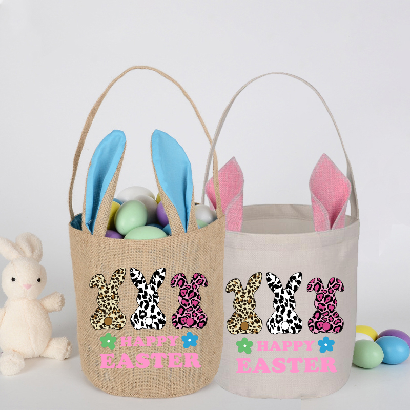 Easter Bunny Ears Canvas Bag Happy Easter Happy Easter Bunny Round Bottom Handbag