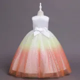 Toddler Girls Sleeveless Sequin Embroidery Gradient Formal Maxi Puffy Dress