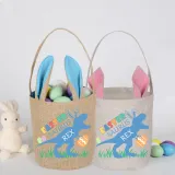 Easter Bunny Ears Canvas Bag Happy Easter Happy Easter Happy Eastrawr Dinosaur Round Bottom Handbag