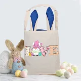 Easter Bunny Ears Canvas Bag Happy Easter Happy Easter Love Gnomies Square Bottom Handbag