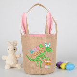 Easter Bunny Ears Canvas Bag Happy Easter Happy Easter Eggs Cellent Round Bottom Handbag