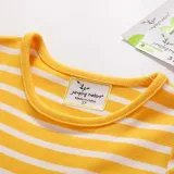 Toddler Girls Flying Sleeve Stripes Bird Embroidery A-line Casual Dress