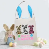 Easter Bunny Ears Canvas Bag Happy Easter Happy Easter Bunny Square Bottom Handbag