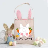 Easter Bunny Ears Canvas Bag Happy Easter Happy Easter Carrot Egg Square Bottom Handbag