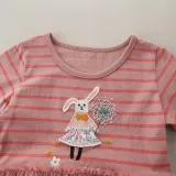 Toddler Girls Short Sleeve Bunny Rabbit Dandelion Mesh Tutu Dress