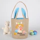 Easter Bunny Ears Canvas Bag Happy Easter Happy Easter Egg Bunny Round Bottom Handbag